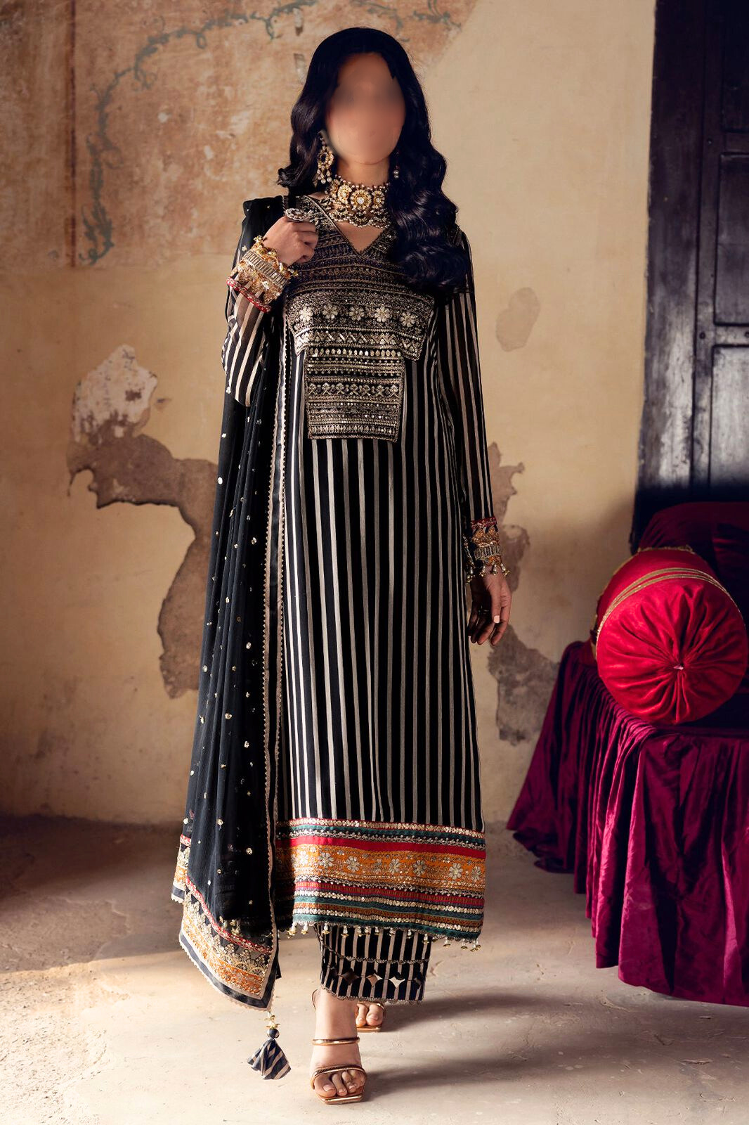 Printed Chiffon Embroidered 3-Piece Suit