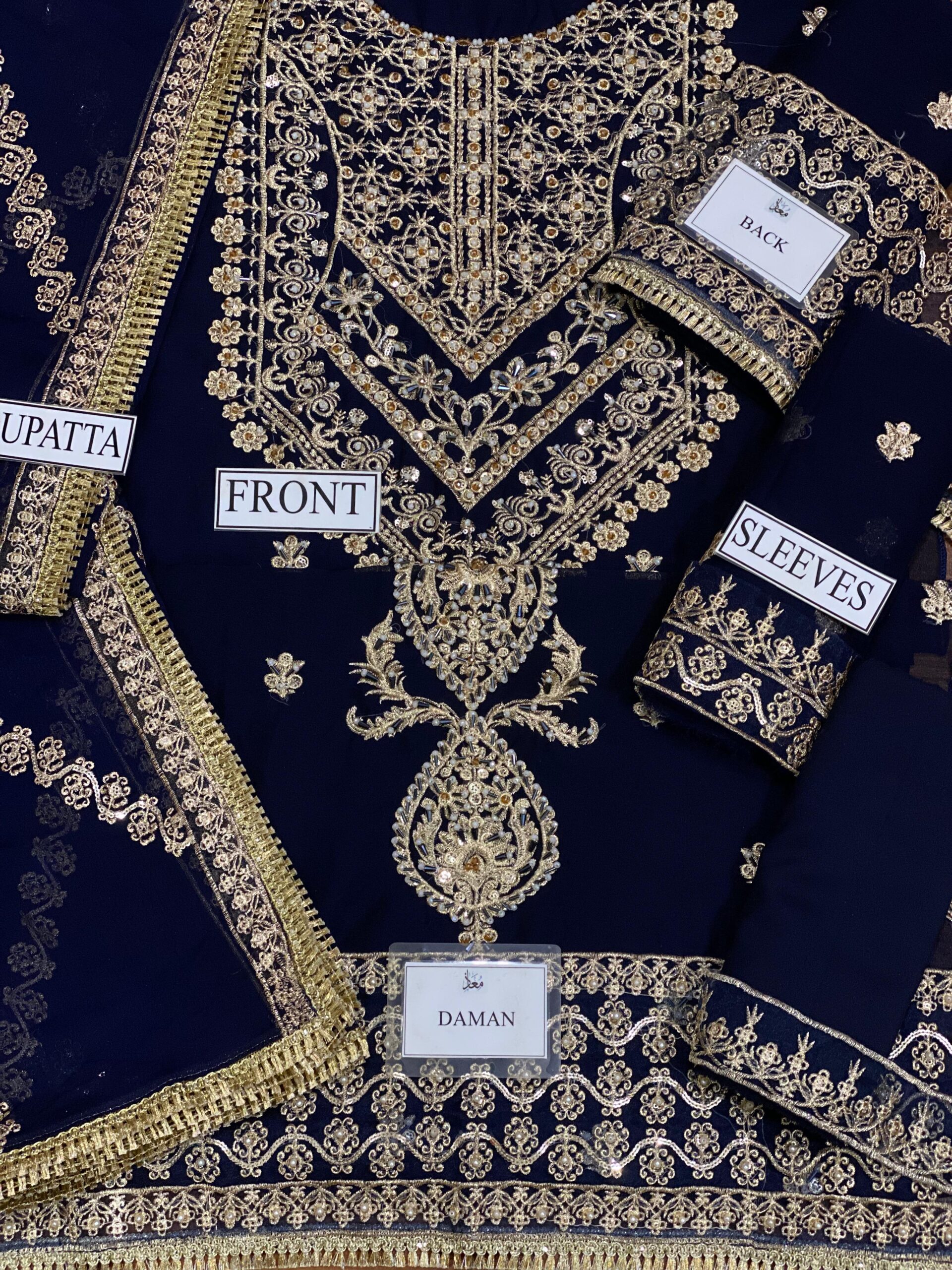 Luxury Heavy Embroidered Chiffon Suit - Image 2